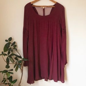 Oxblood Bell Sleeve Dress